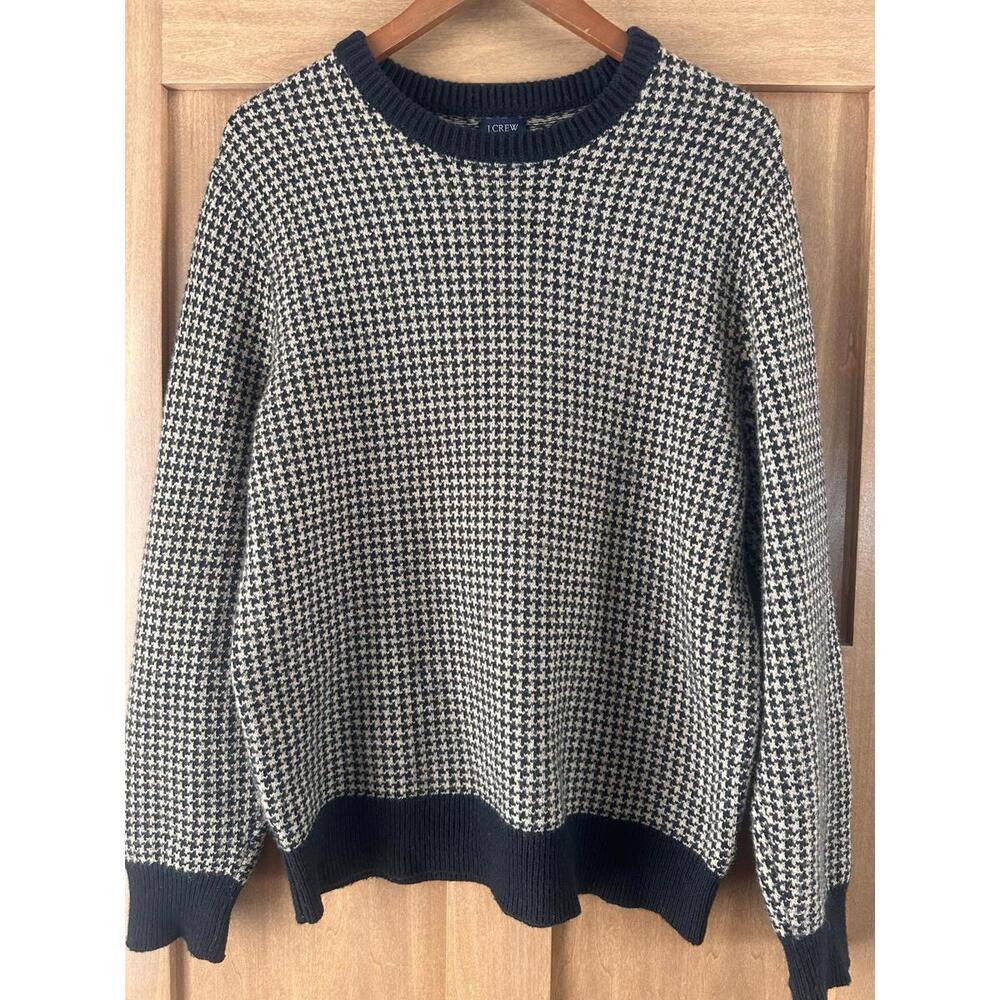 J.Crew Lambswool-blend Houndstooth Crewneck Sweater Brown/Black Men’s sz Medium - Picture 5 of 12